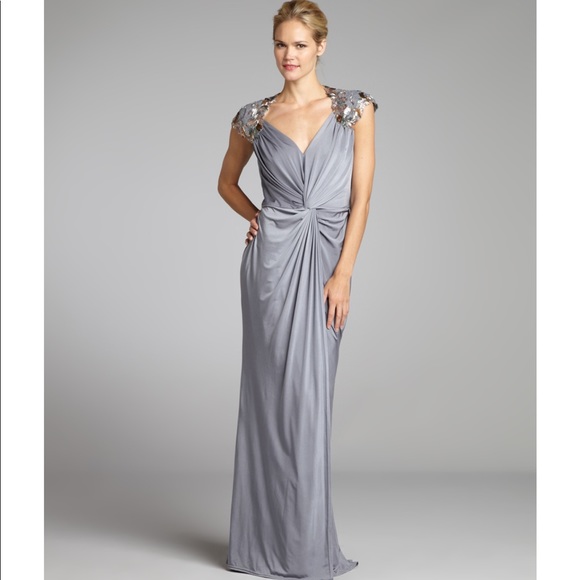 tadashi shoji silver gown